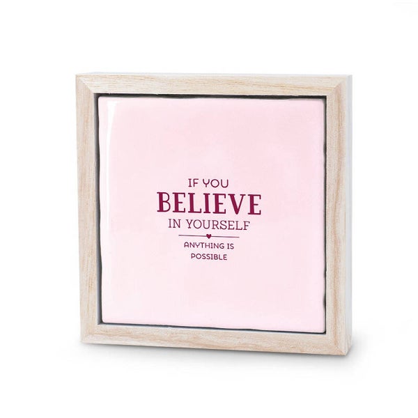 ✨ Keramieken Decoratietegel – “If you believe in yourself, anything is possible” ✨
