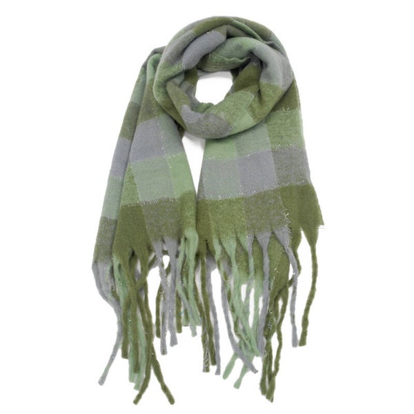 🧣 Groene Ruitjes Sjaal met Fringes