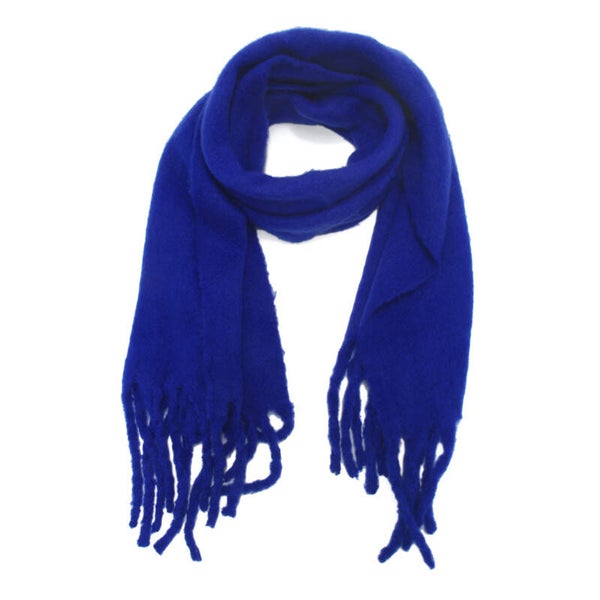 🧣 Soft Fringe Scarf – Royal Blue