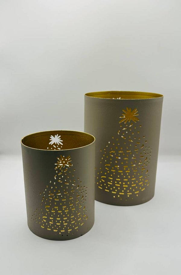 Theelichthouders Kerstboom – Set van 2