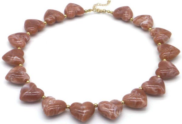 ✨ Chunky Heart Statement Necklace – Rose Swirl ✨