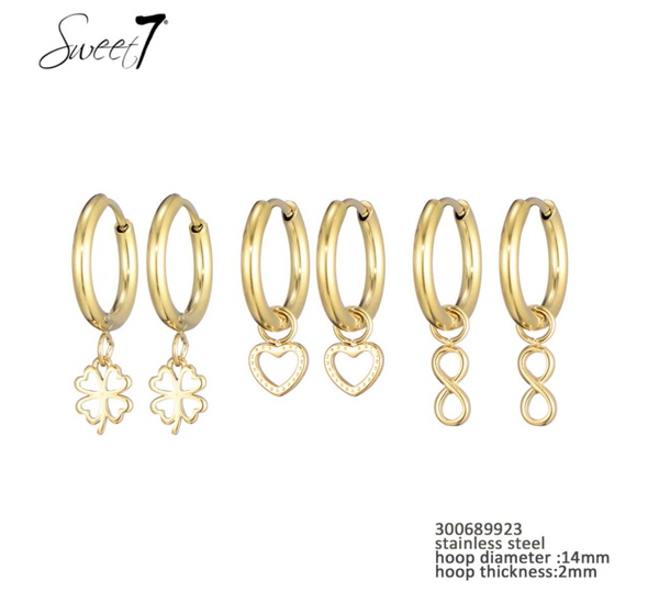 ✨ Golden Mini Hoops – Lucky Trio Set (3 paar) ✨