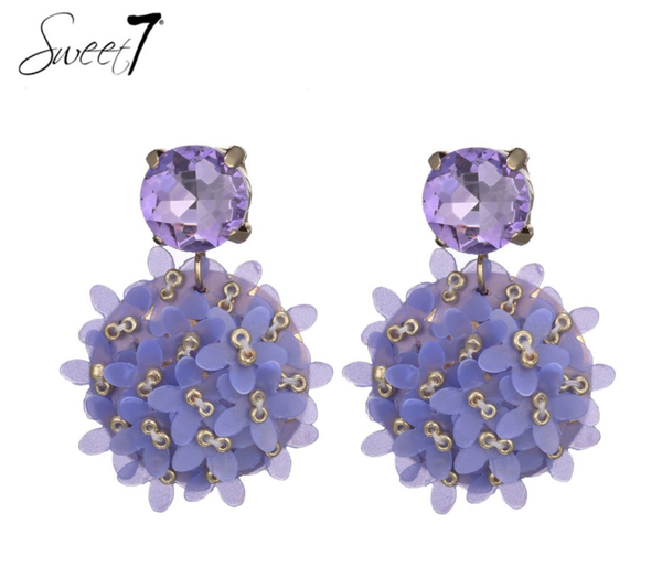 ✨ Lila Blossom Cluster Earrings – Statement & Sparkle ✨