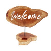 Houten Kaarshouder ‘Welcome’