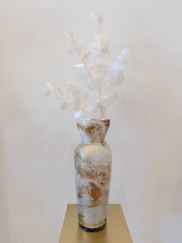 Glazen vaas marmer met kunsttak