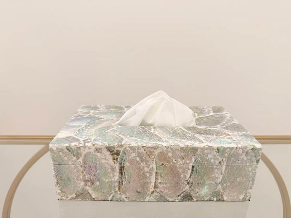 Schelpen tissue box abalone licht