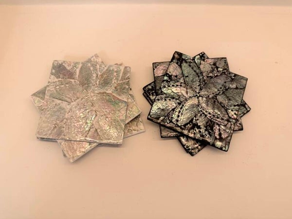 Set van 4 onderzetters abalone licht/donker