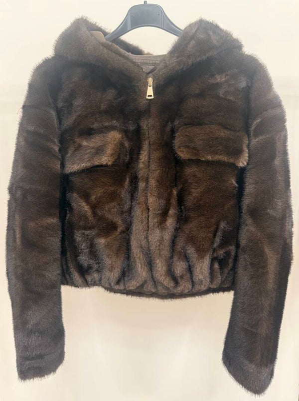 Faux fur jas donkerbruin