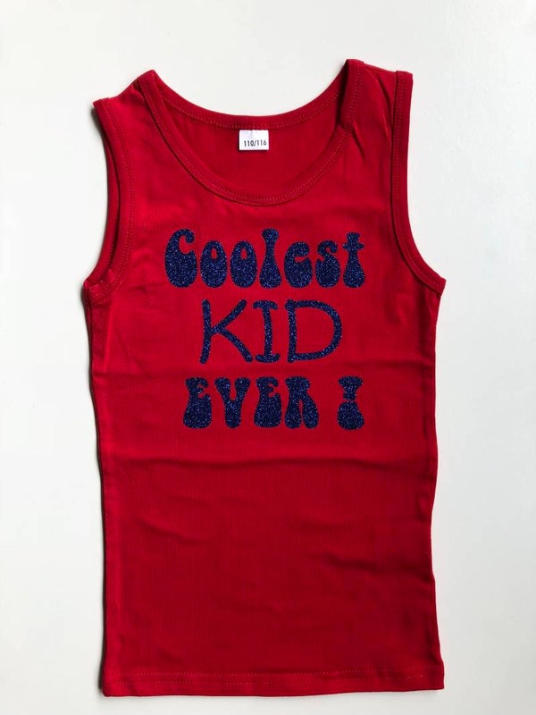 Rode Hemd met Blauwe Glitter tekst