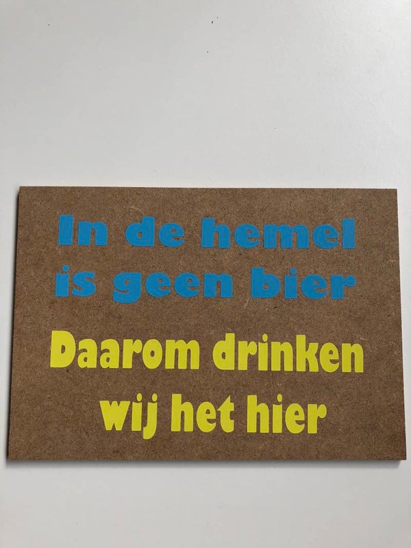 Bord met Sticker tekst