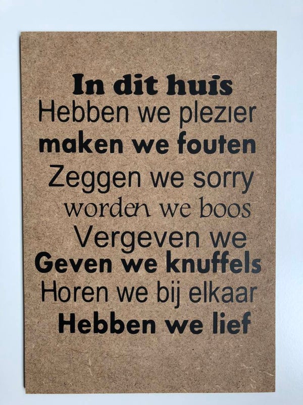 A4 bord met Sticker Tekst