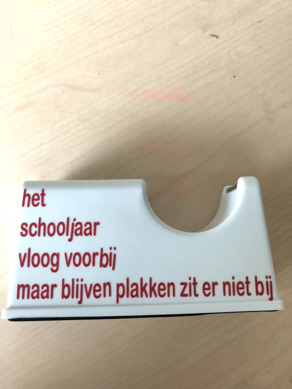 Plakband houder Wit met leuke Sticker tekst Juf/Meester