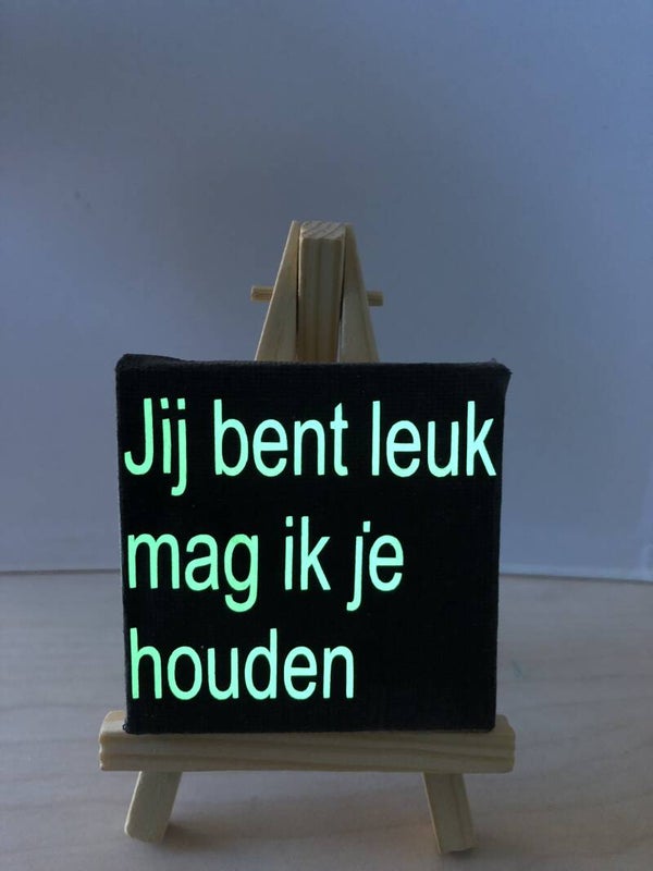 klein canvas doekje met tekst