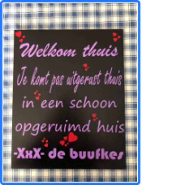 Welkom thuis bord Bestickerd