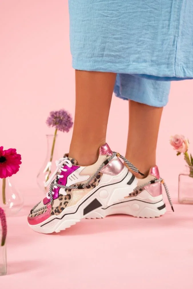 JUPITER leopard - Sneakers | Fuchsia / Sand van DWRS label | SIMPL