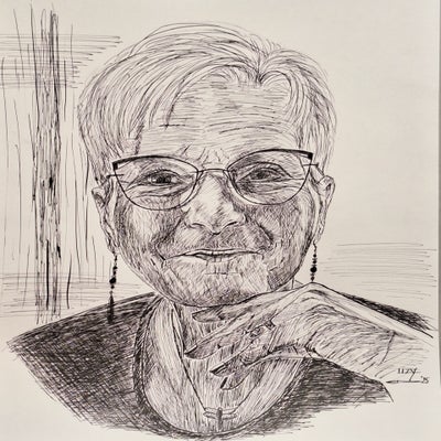 Zelfportret met inktpen