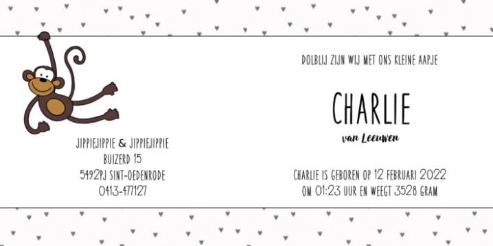 geboortekaartje aap