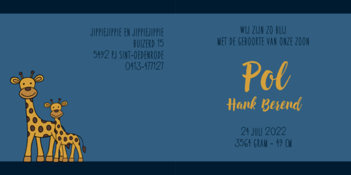 geboortekaartjes giraf