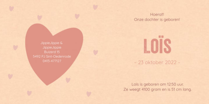 geboortekaartje vogeltje