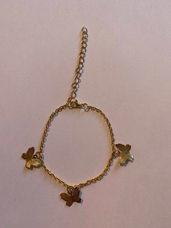 Golden butterfly anklet