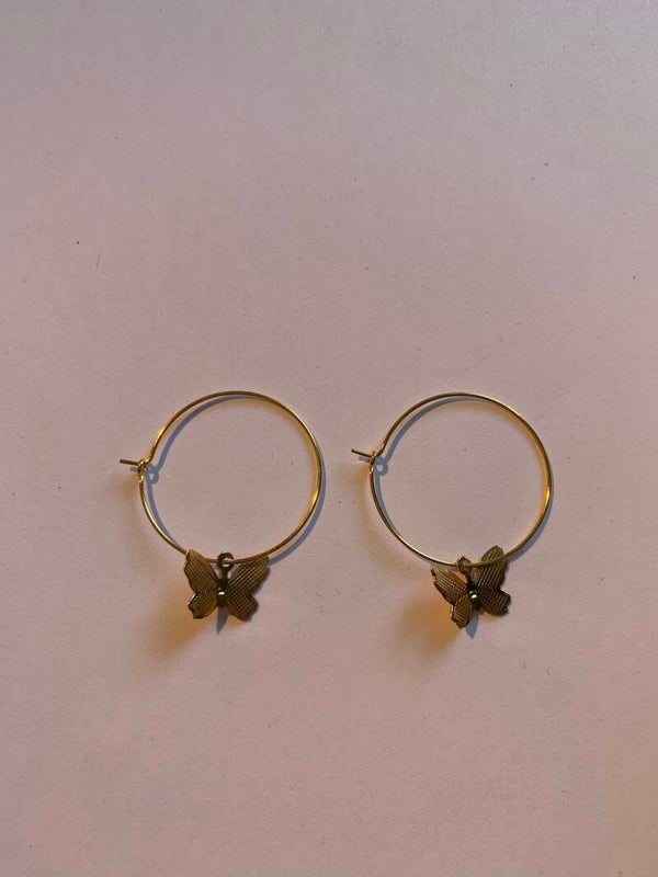 Golden butterfly earrings