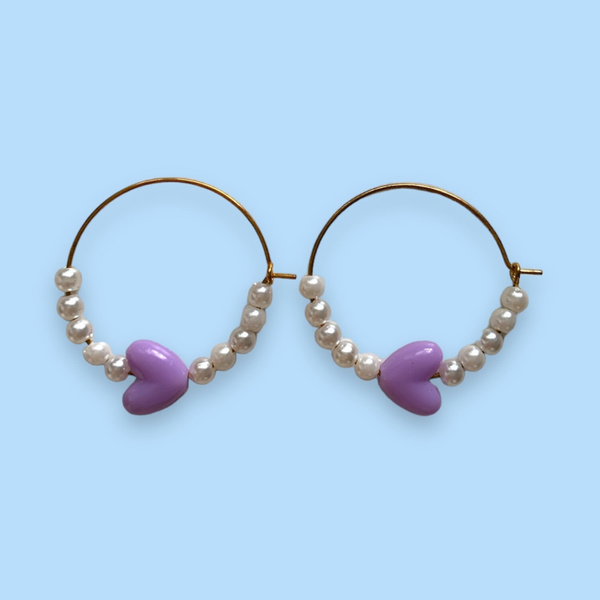 Purple Heart Pearl Earrings