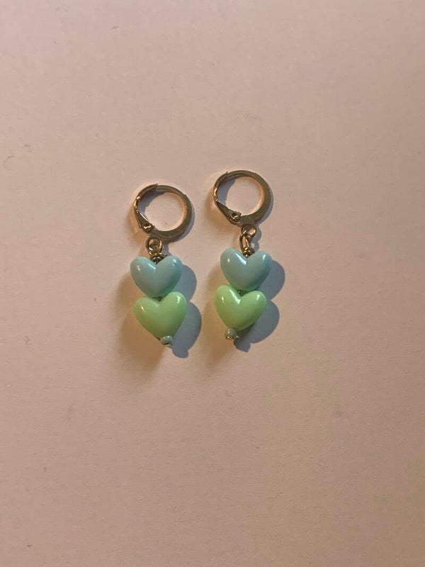 Green&Blue Hearts Earrings