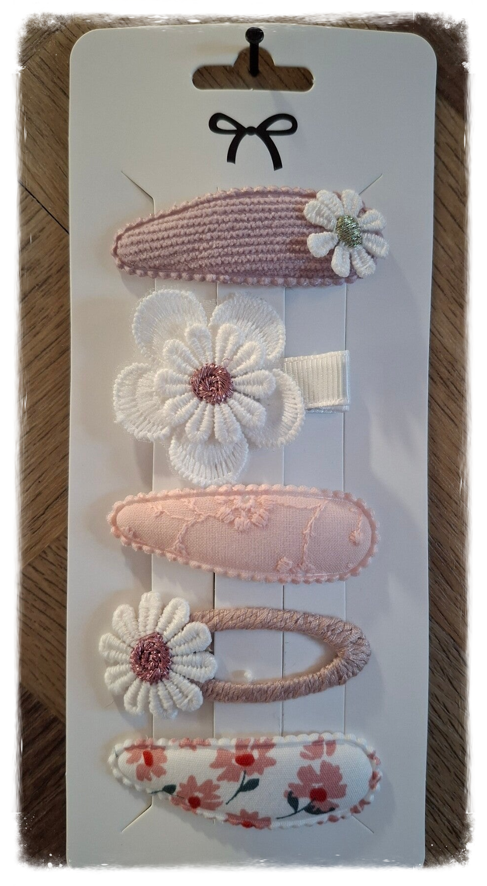 Set van 5 handgemaakte stoffen haarklemmetjes