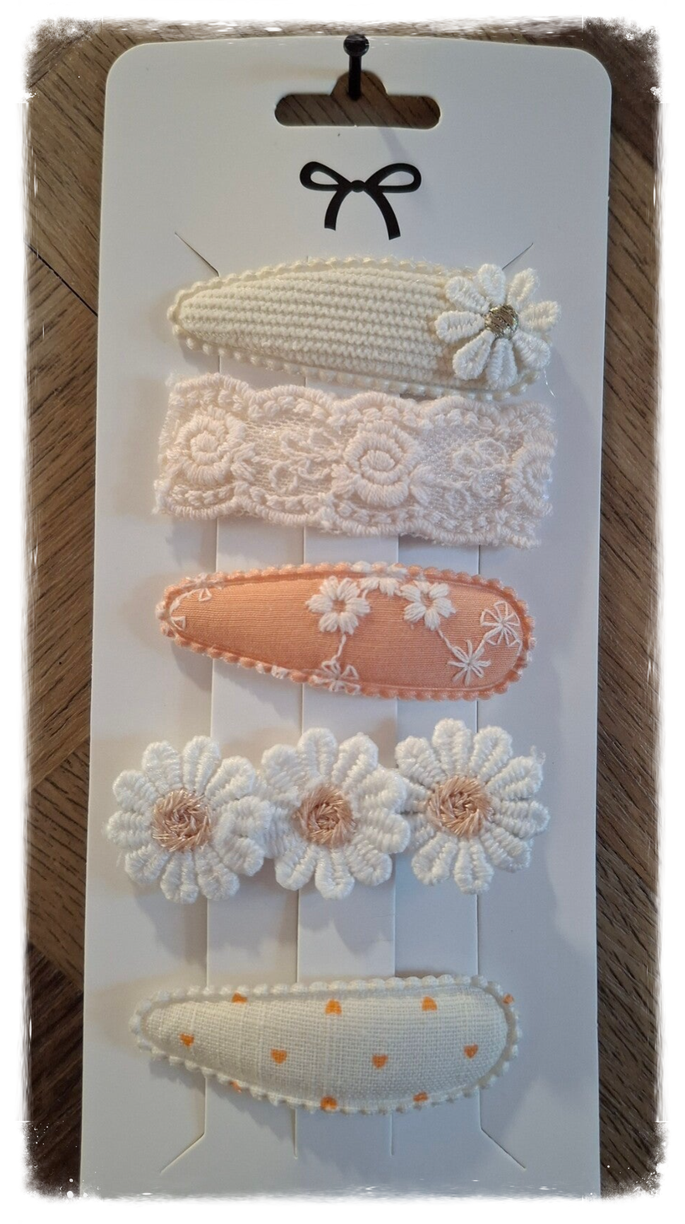 Set van 5 handgemaakte stoffen haarklemmetjes