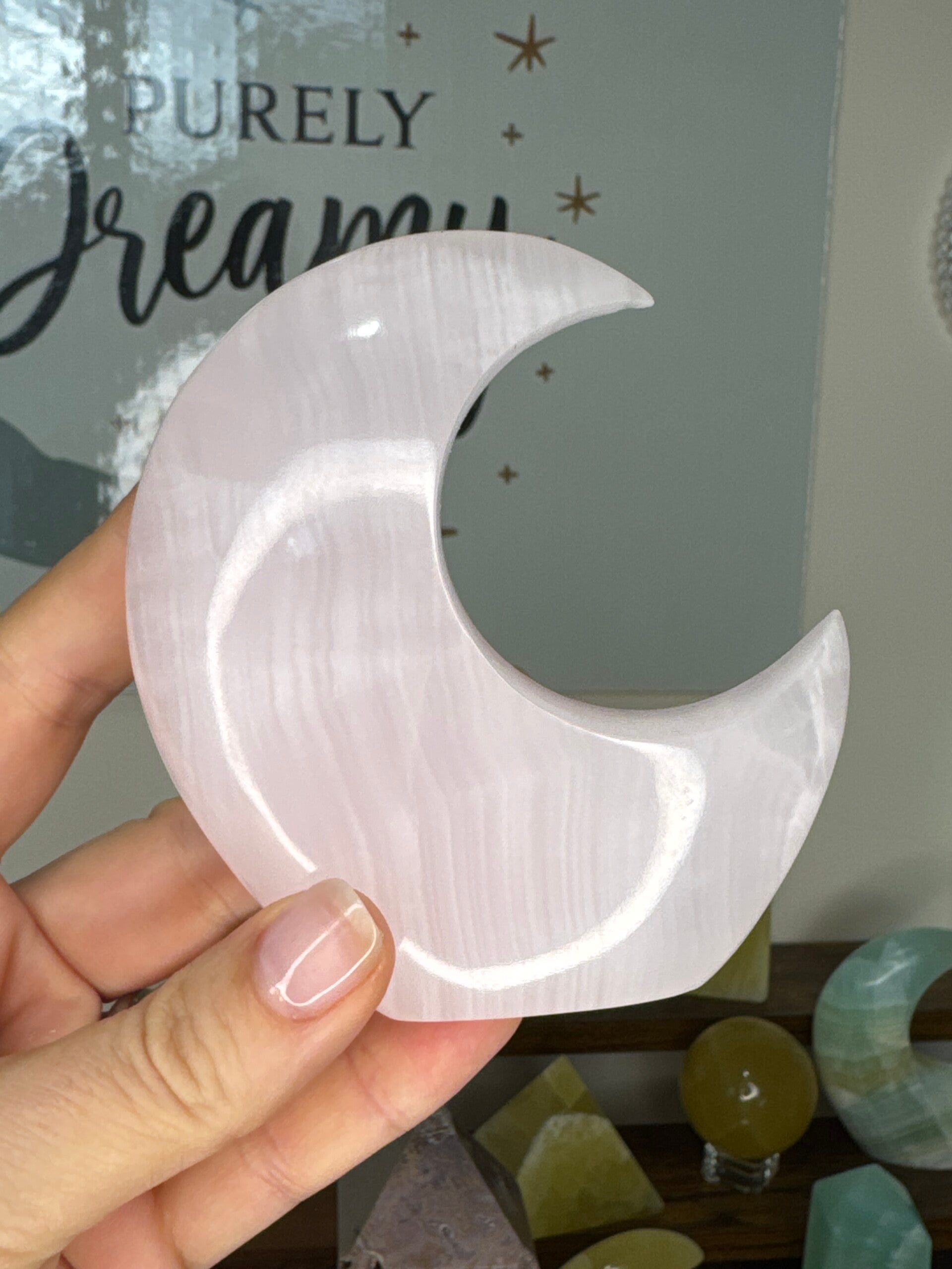 Pink Mangano Calcite Moon fy3