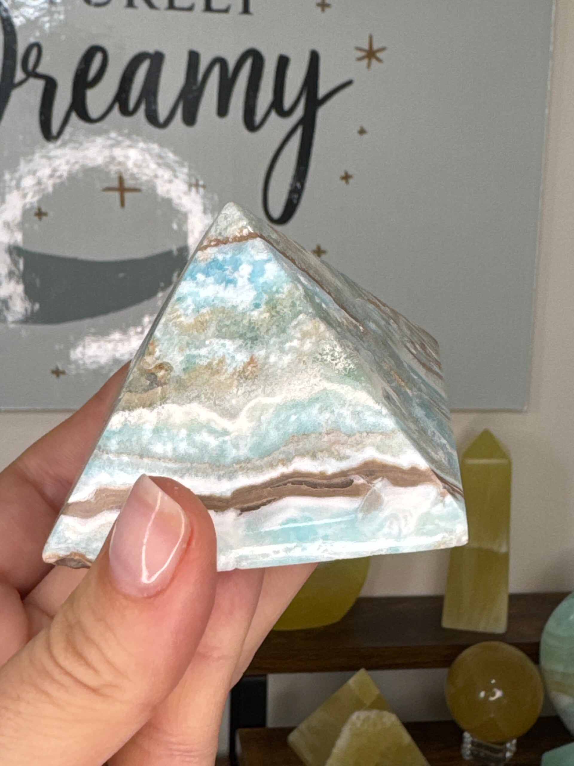 Blue Aragonite Pyramid fy29