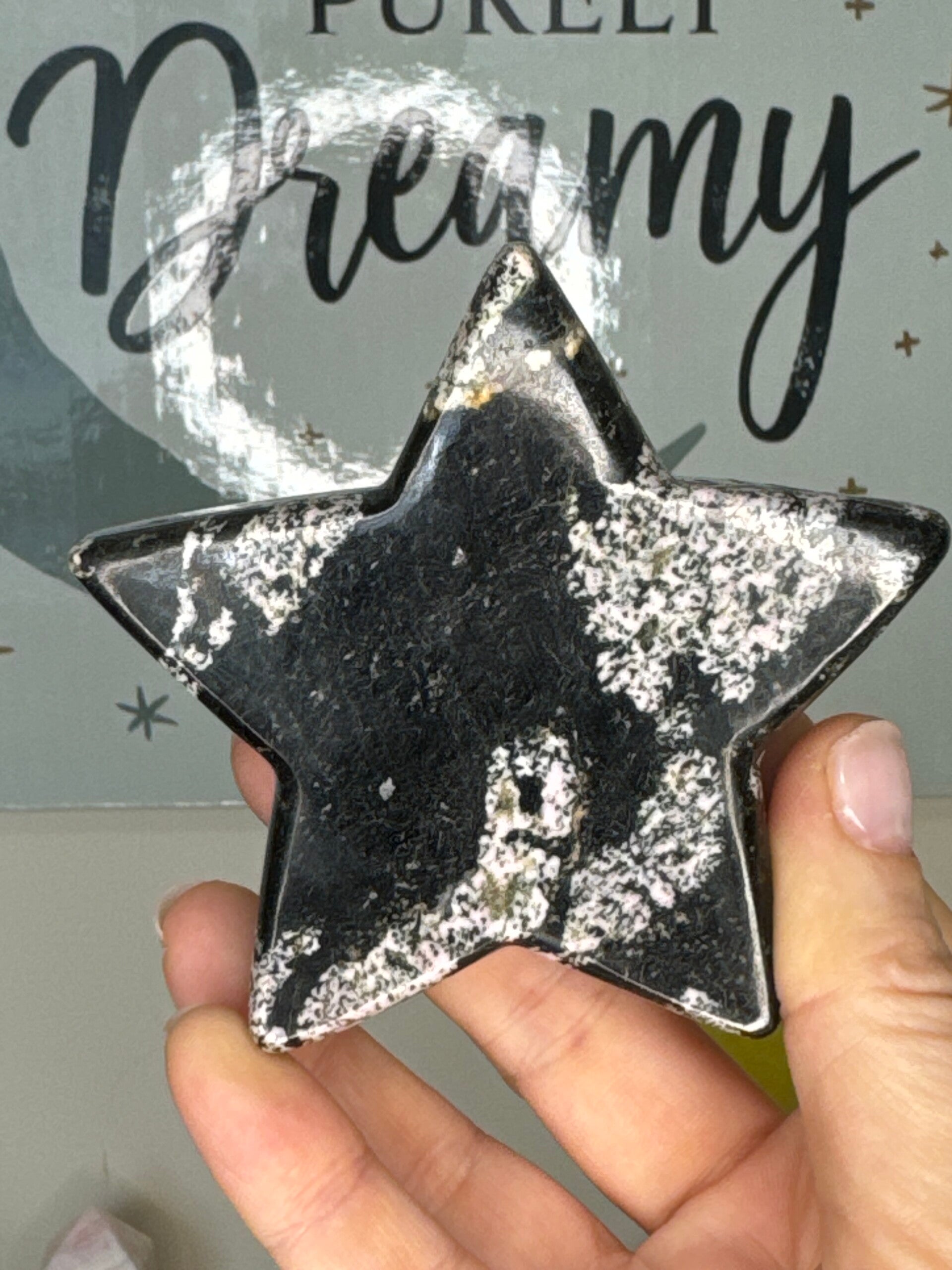 Rare Pink Snowflake Obsidian Star fy47