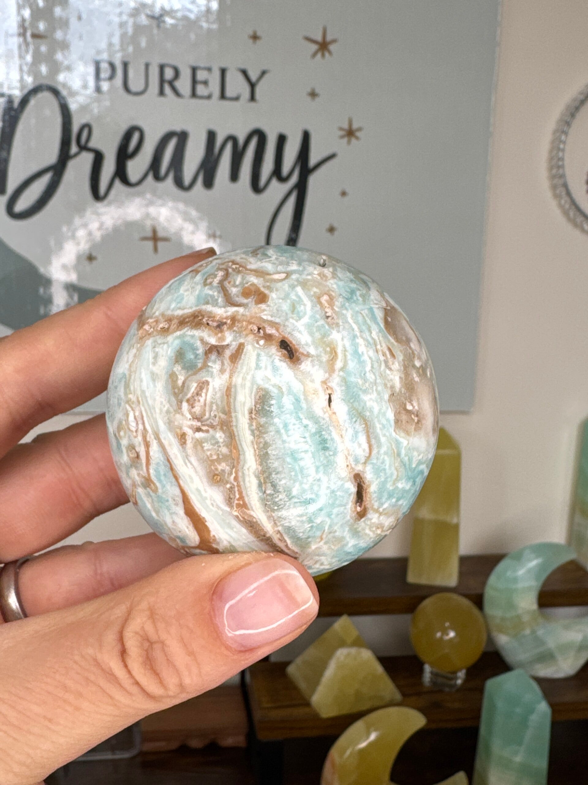 Blue Aragonite Sphere