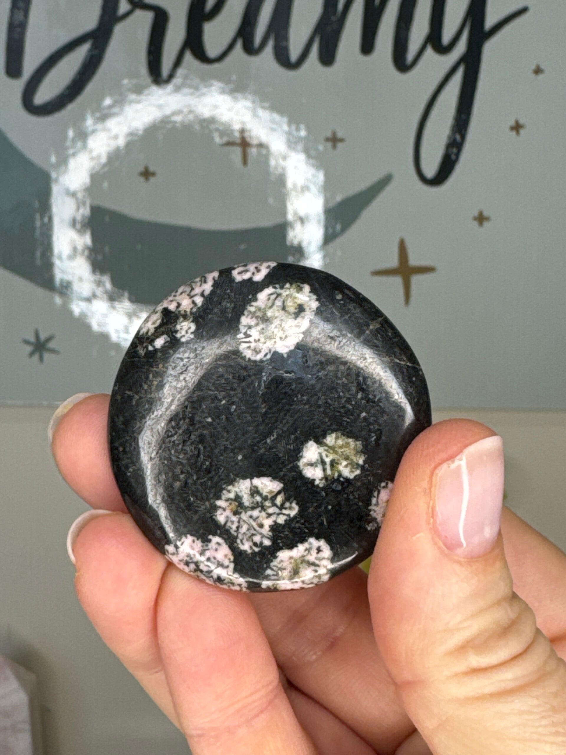 Pink Snowflake Obsidian Flat Stone