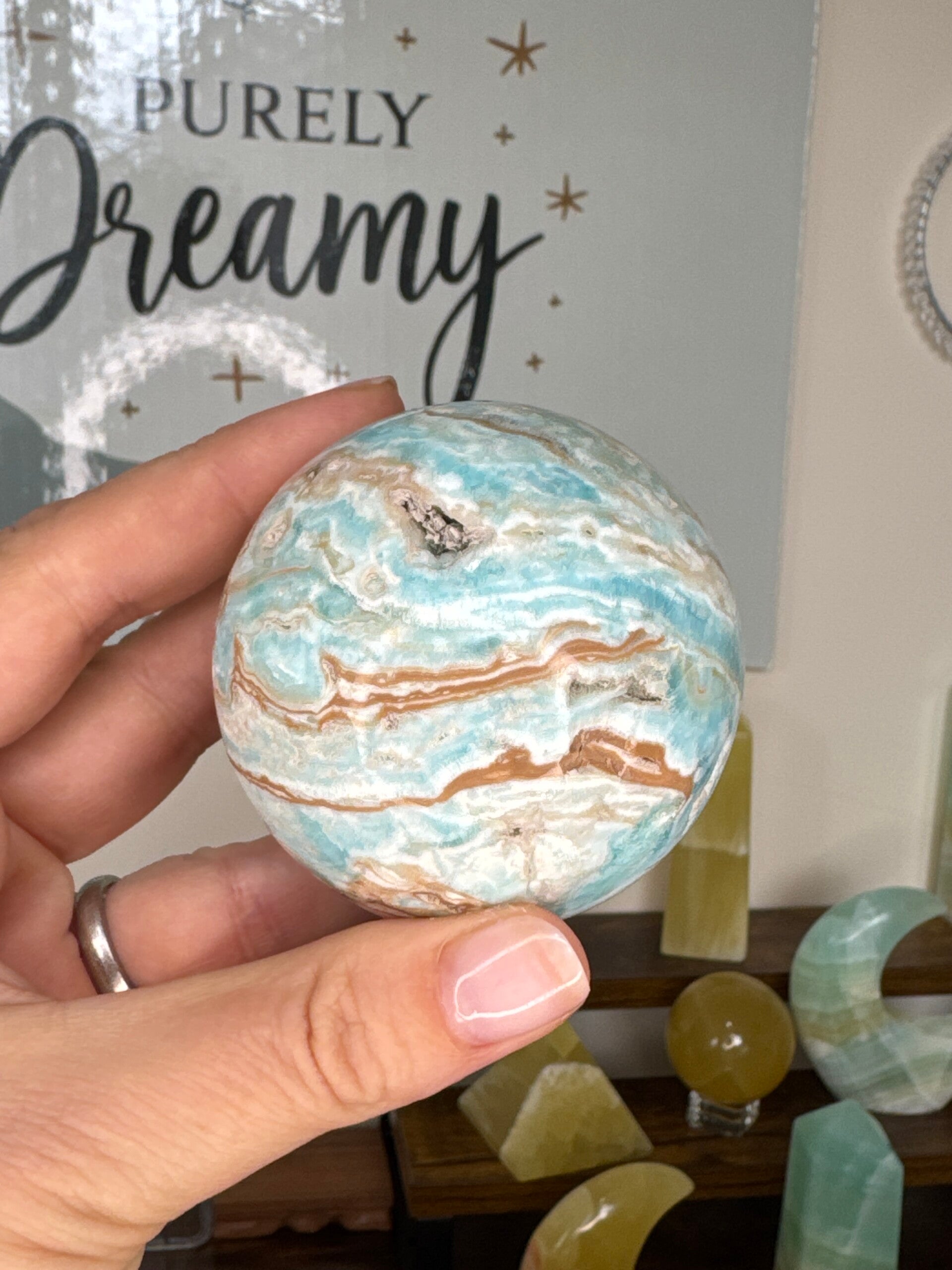 Blue Aragonite Sphere fy32
