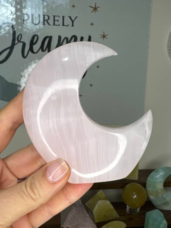 Pink Mangano Calcite Moon fy3