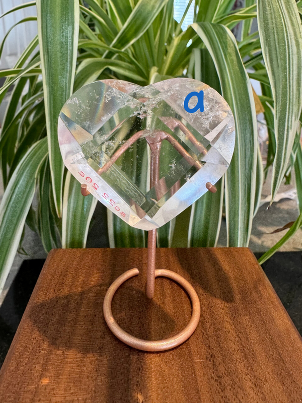 Faceted Clear Quartz Heart & Stand sc22