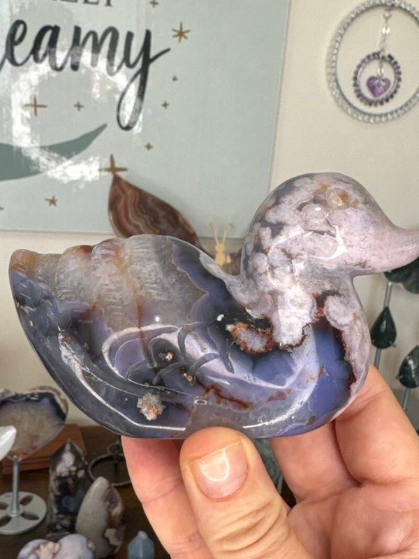 Blue Flower Agate Duck i66
