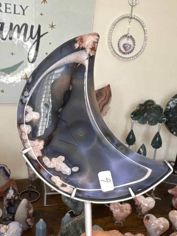 Blue Flower Agate Moon C24