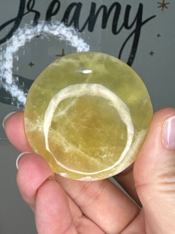 Lemon Calcite Flat Stone Fy