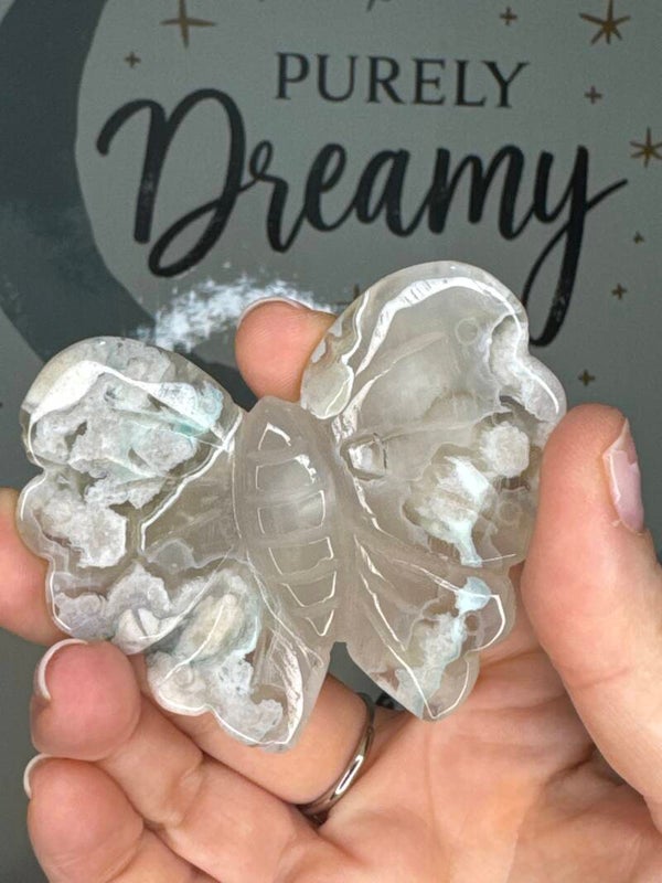 Green Flower Agate Butterfly