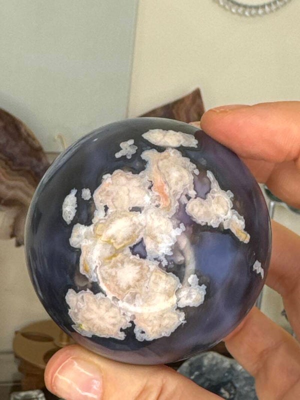 Blue Flower Agate Sphere c34