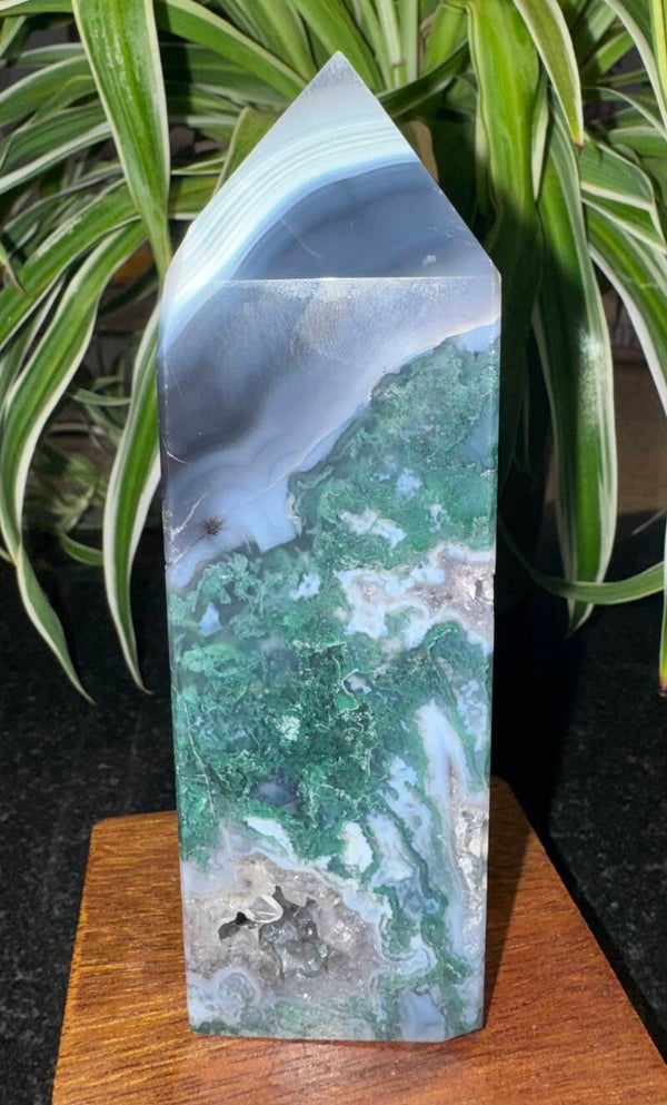 Unique Chunky Moss & Banded Agate with Quartz h20