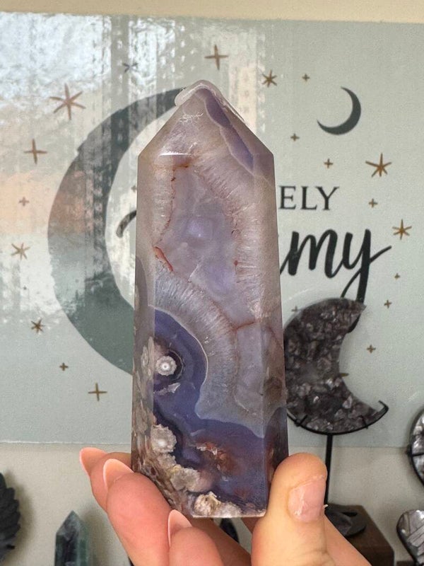 Blue Flower Agate Tower 1a
