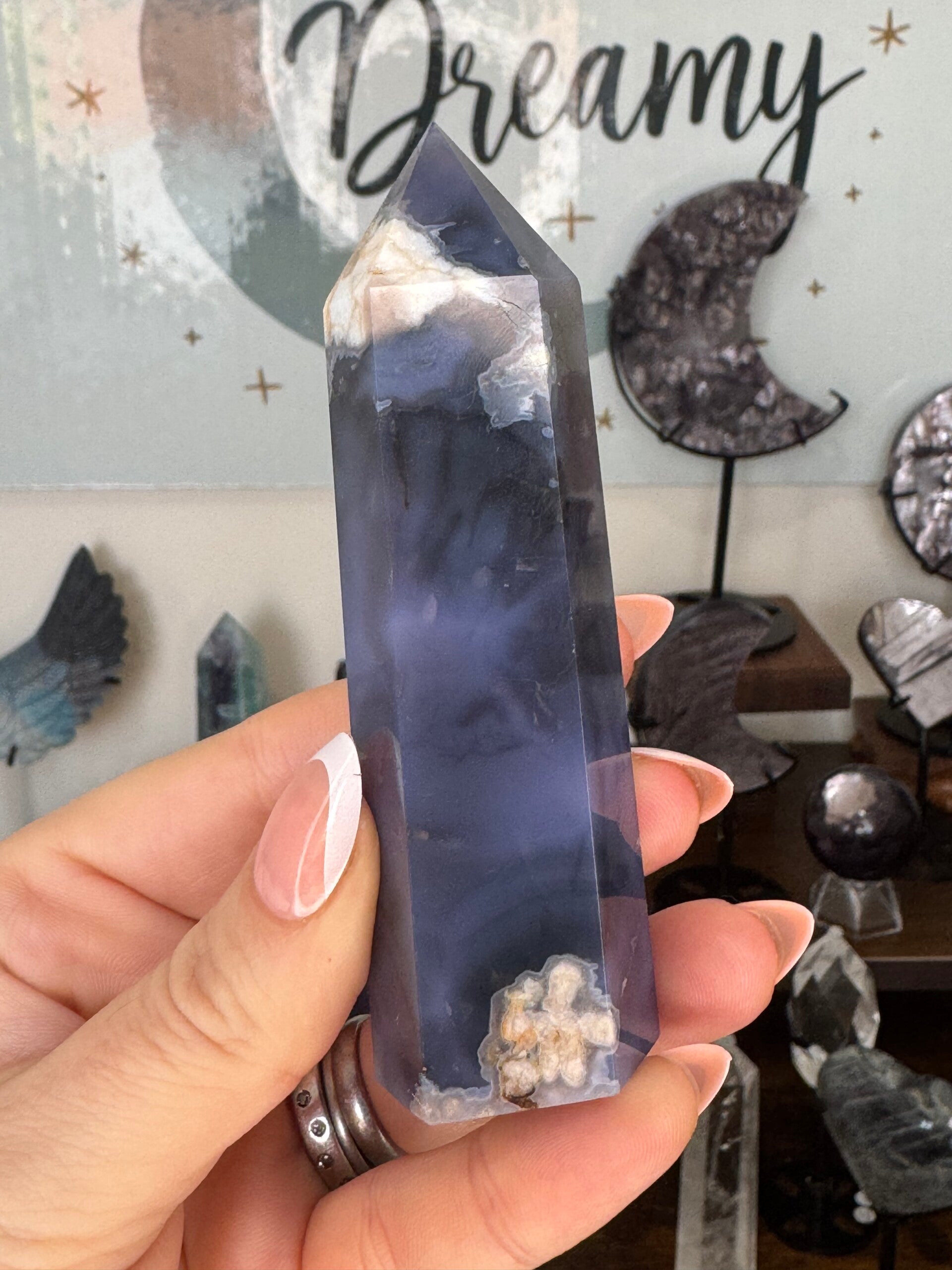 Blue Flower Agate Tower 1b