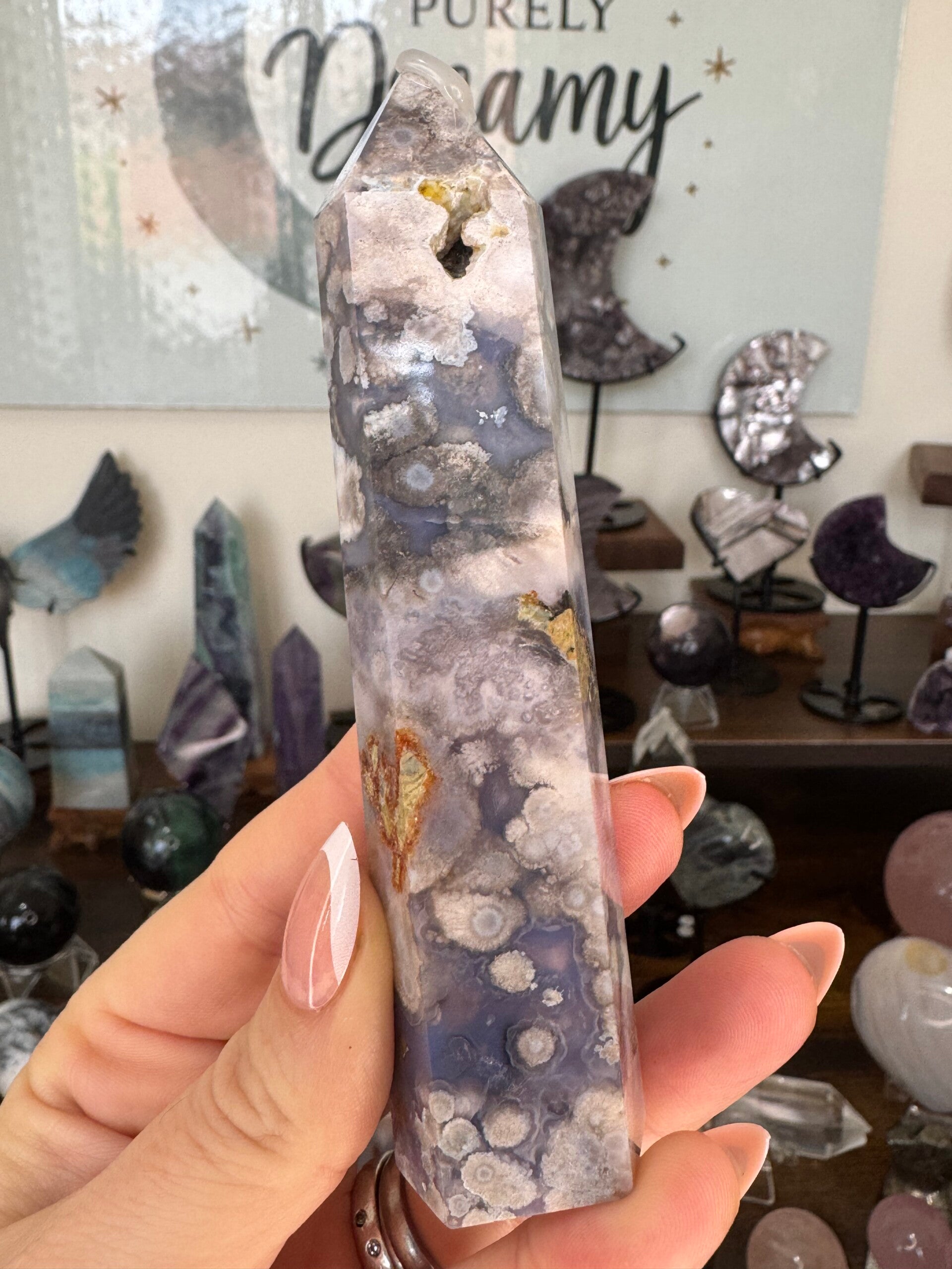 Blue Flower Agate Tower 1d