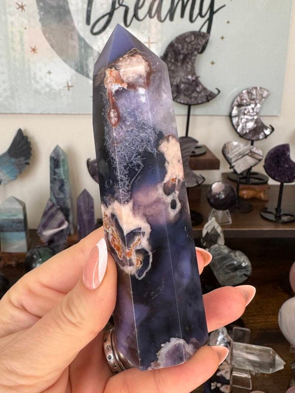 Blue Flower Agate Tower 1e