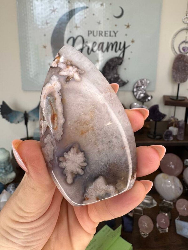 Blue Flower Agate Teardrop w284