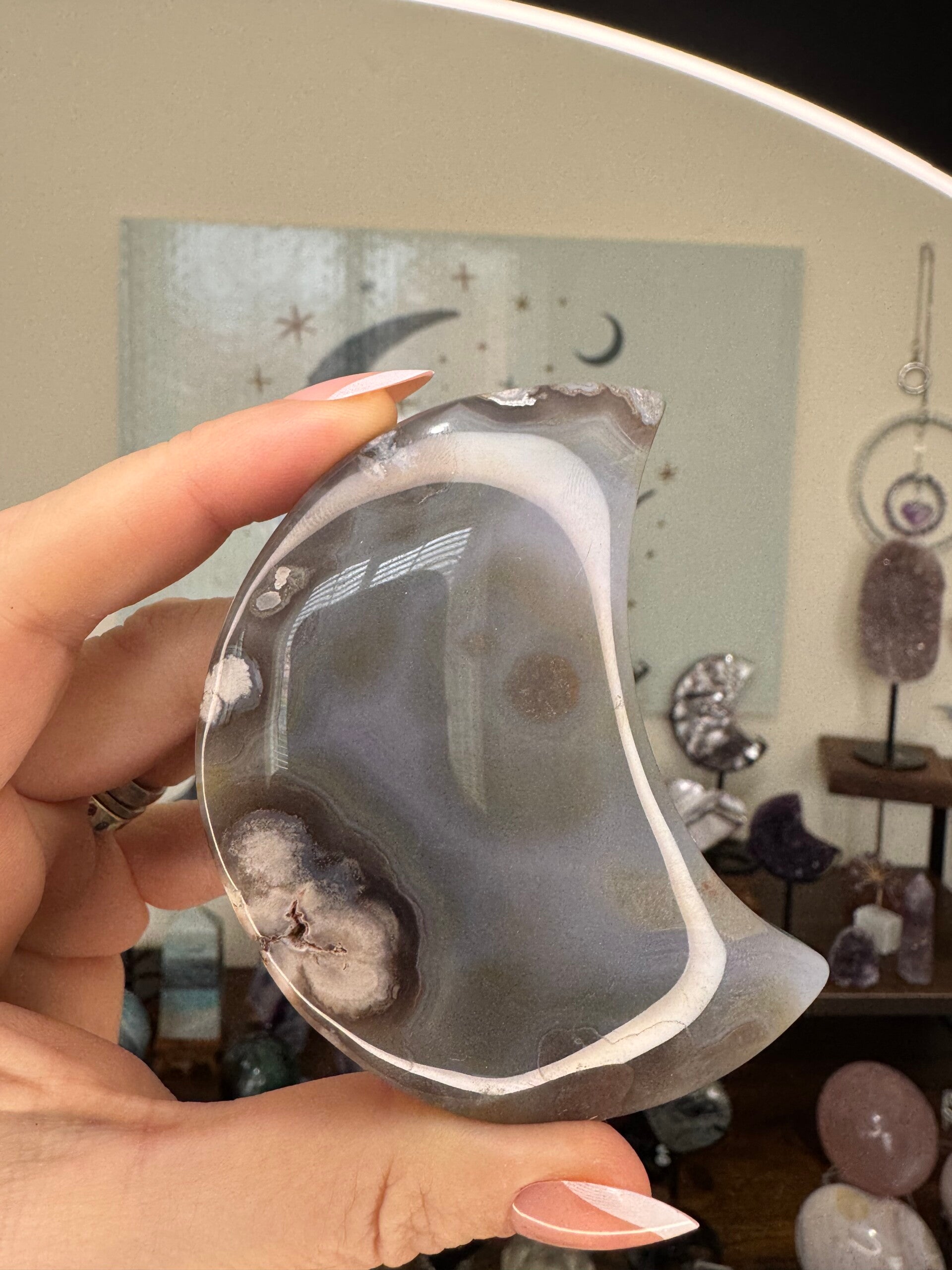 Blue Flower Agate Moon bl3