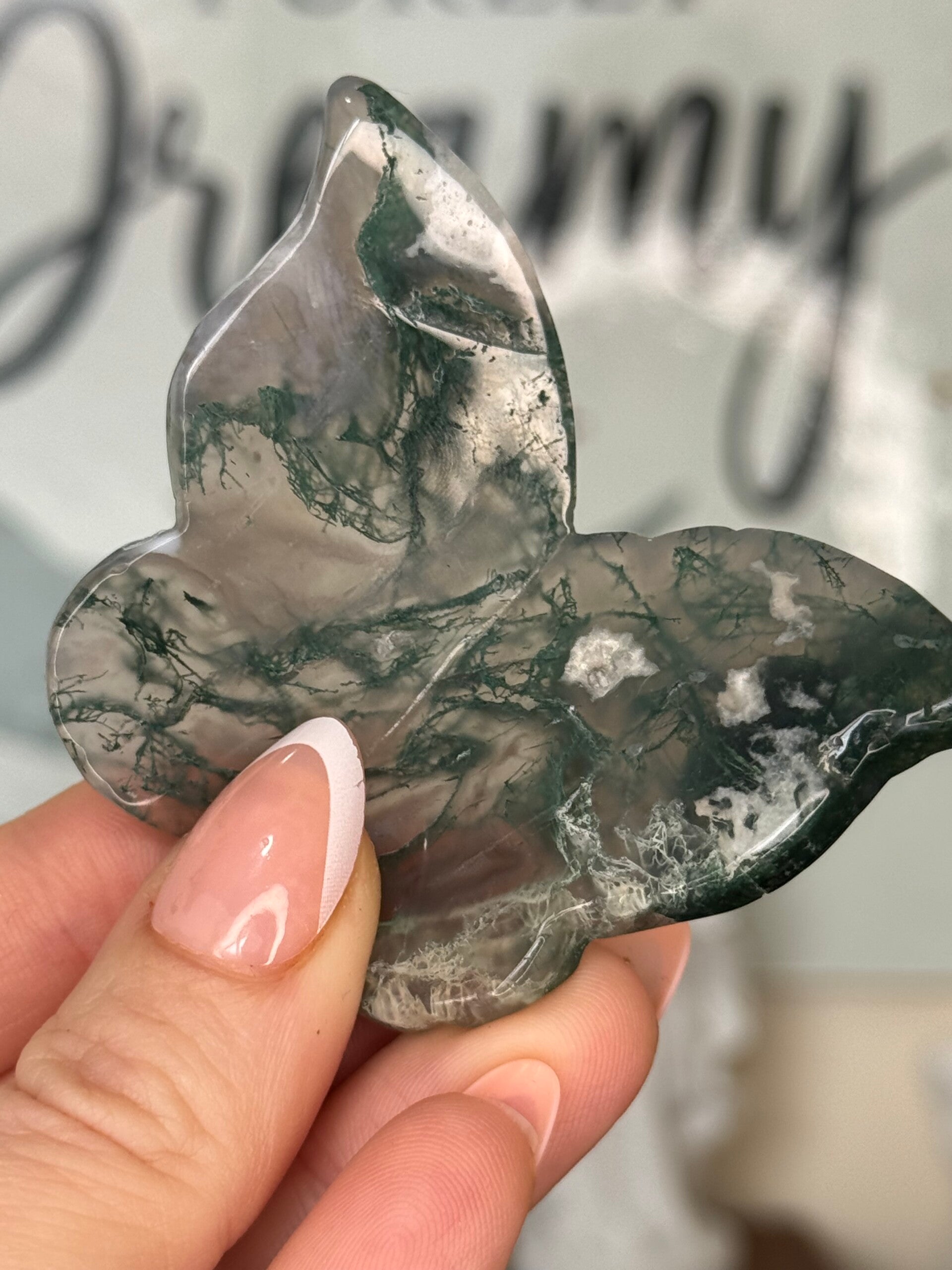 Moss Agate 3D Butterfly cw9a